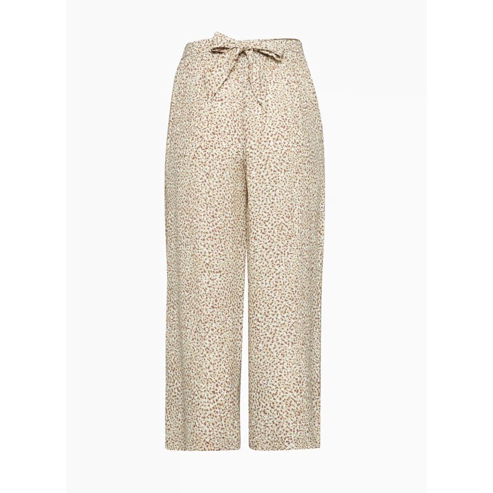 Wilfred Aritzia "Faun" Beige Print High Waisted Wide Leg Tie Waist Pants Small